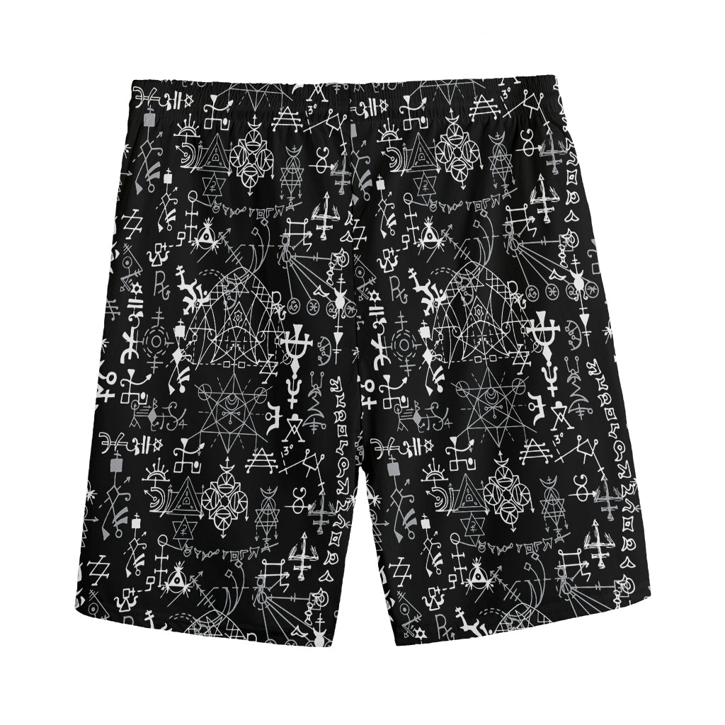 Black And White Mystic Wicca Print Men's Sports Shorts