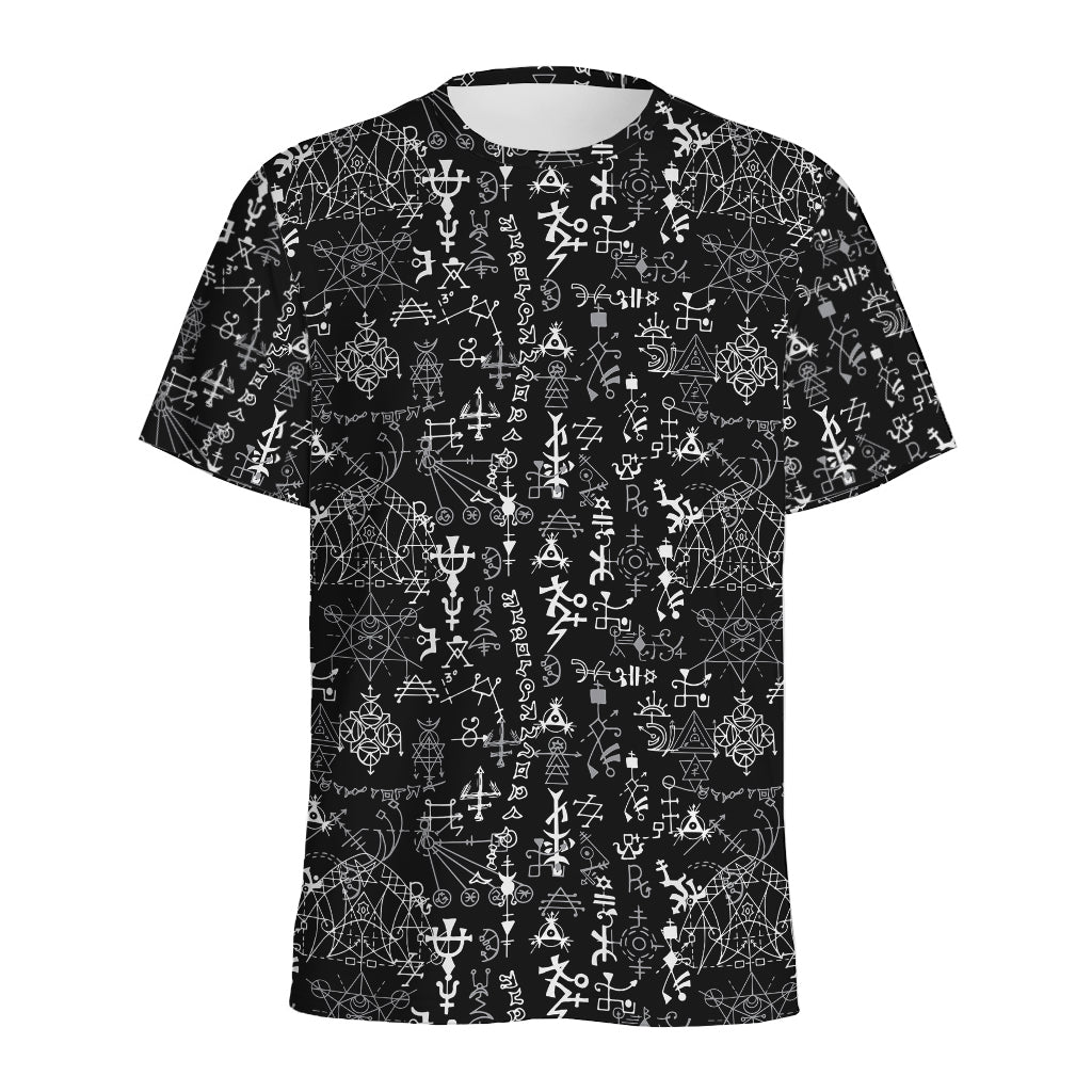 Black And White Mystic Wicca Print Men's Sports T-Shirt