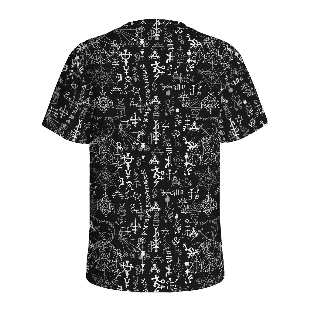 Black And White Mystic Wicca Print Men's Sports T-Shirt