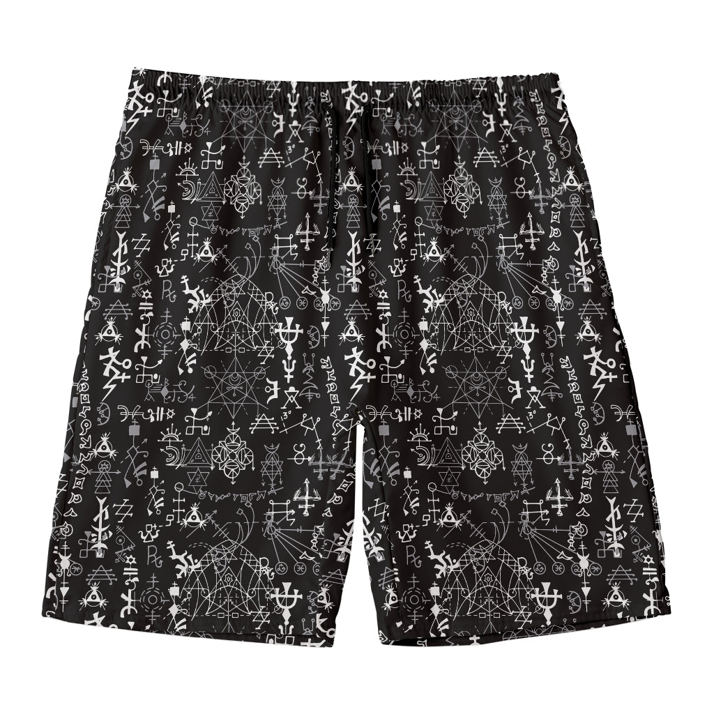 Black And White Mystic Wicca Print Men's Swim Trunks