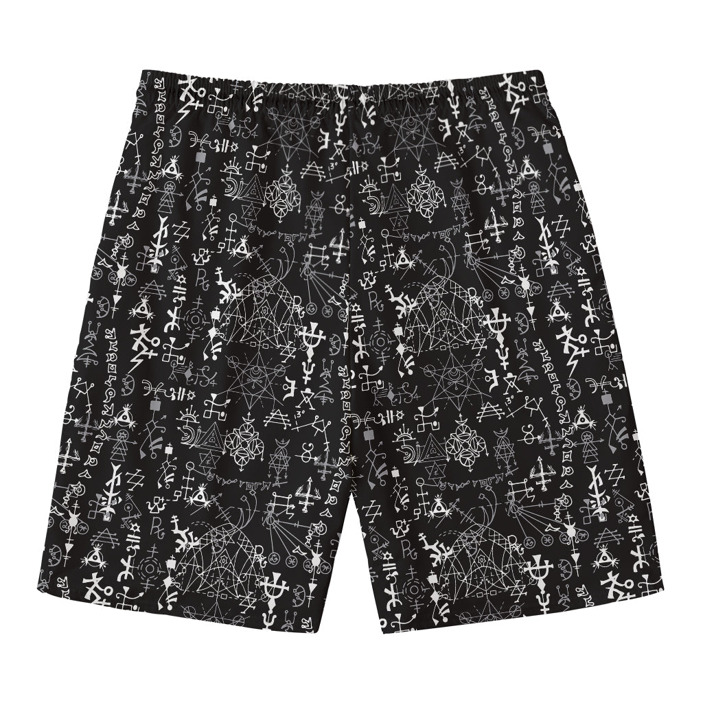Black And White Mystic Wicca Print Men's Swim Trunks