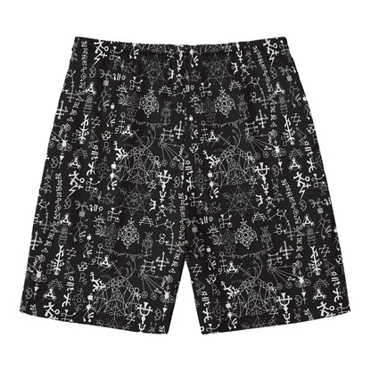 Black And White Mystic Wicca Print Men's Swim Trunks
