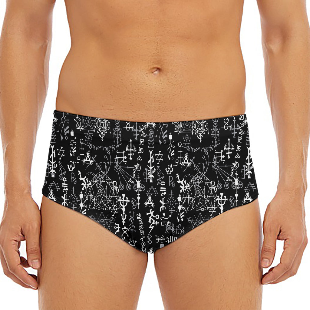 Black And White Mystic Wicca Print Men's Triangle Swim Briefs
