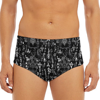Black And White Mystic Wicca Print Men's Triangle Swim Briefs