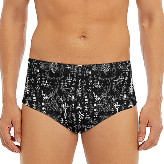 Black And White Mystic Wicca Print Men's Triangle Swim Briefs
