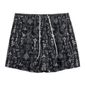 Black And White Mystic Wicca Print Mesh Shorts
