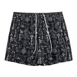 Black And White Mystic Wicca Print Mesh Shorts
