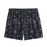 Black And White Mystic Wicca Print Mesh Shorts