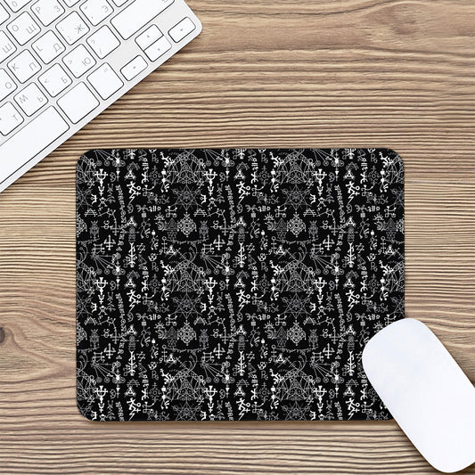 Black And White Mystic Wicca Print Mouse Pad