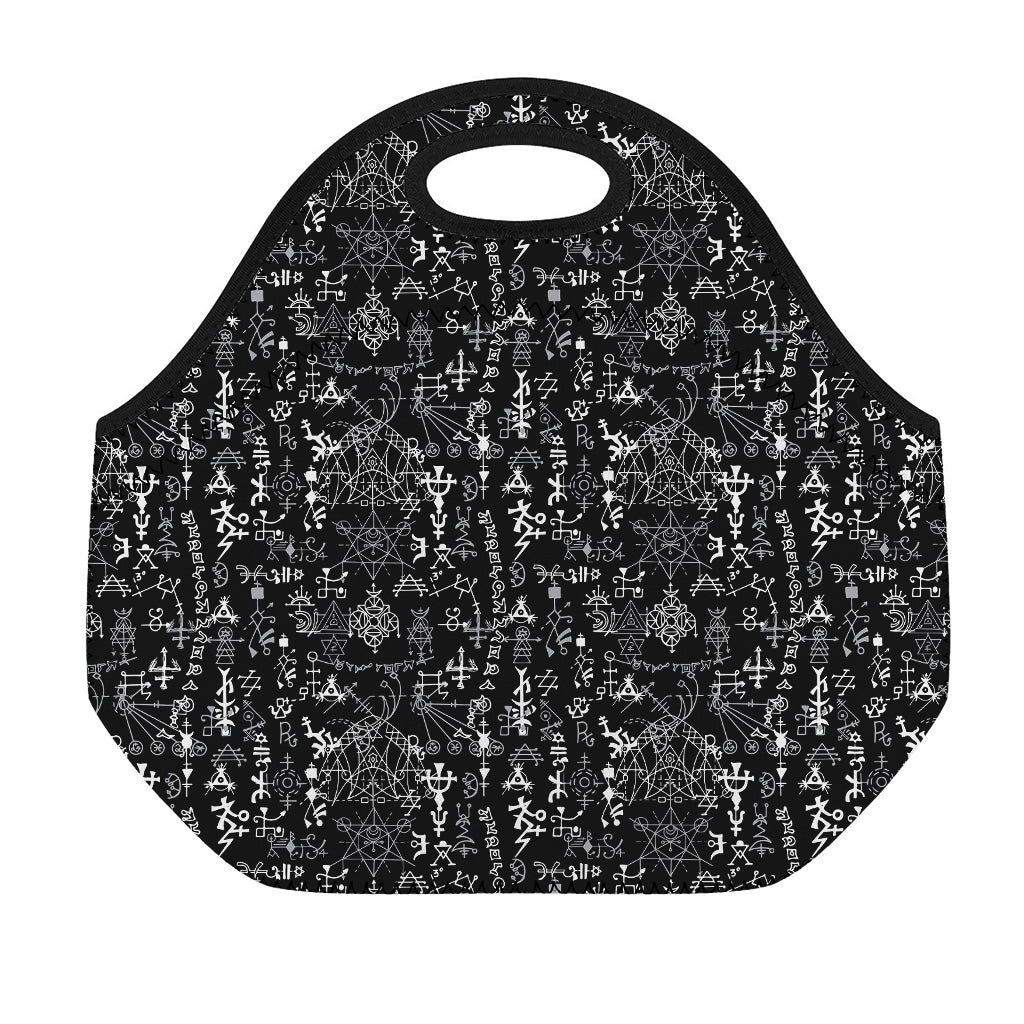 Black And White Mystic Wicca Print Neoprene Lunch Bag