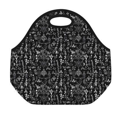 Black And White Mystic Wicca Print Neoprene Lunch Bag