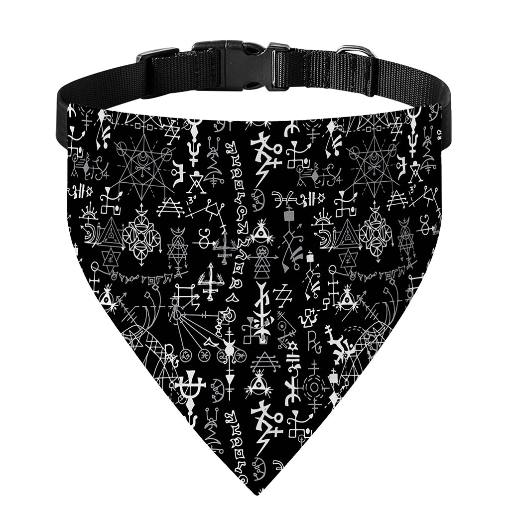 Black And White Mystic Wicca Print Over The Collar Dog Bandana