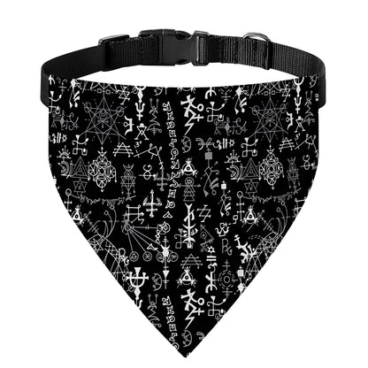 Black And White Mystic Wicca Print Over The Collar Dog Bandana