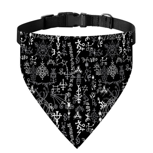 Black And White Mystic Wicca Print Over The Collar Dog Bandana