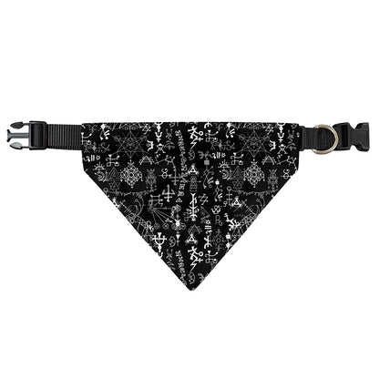 Black And White Mystic Wicca Print Over The Collar Dog Bandana