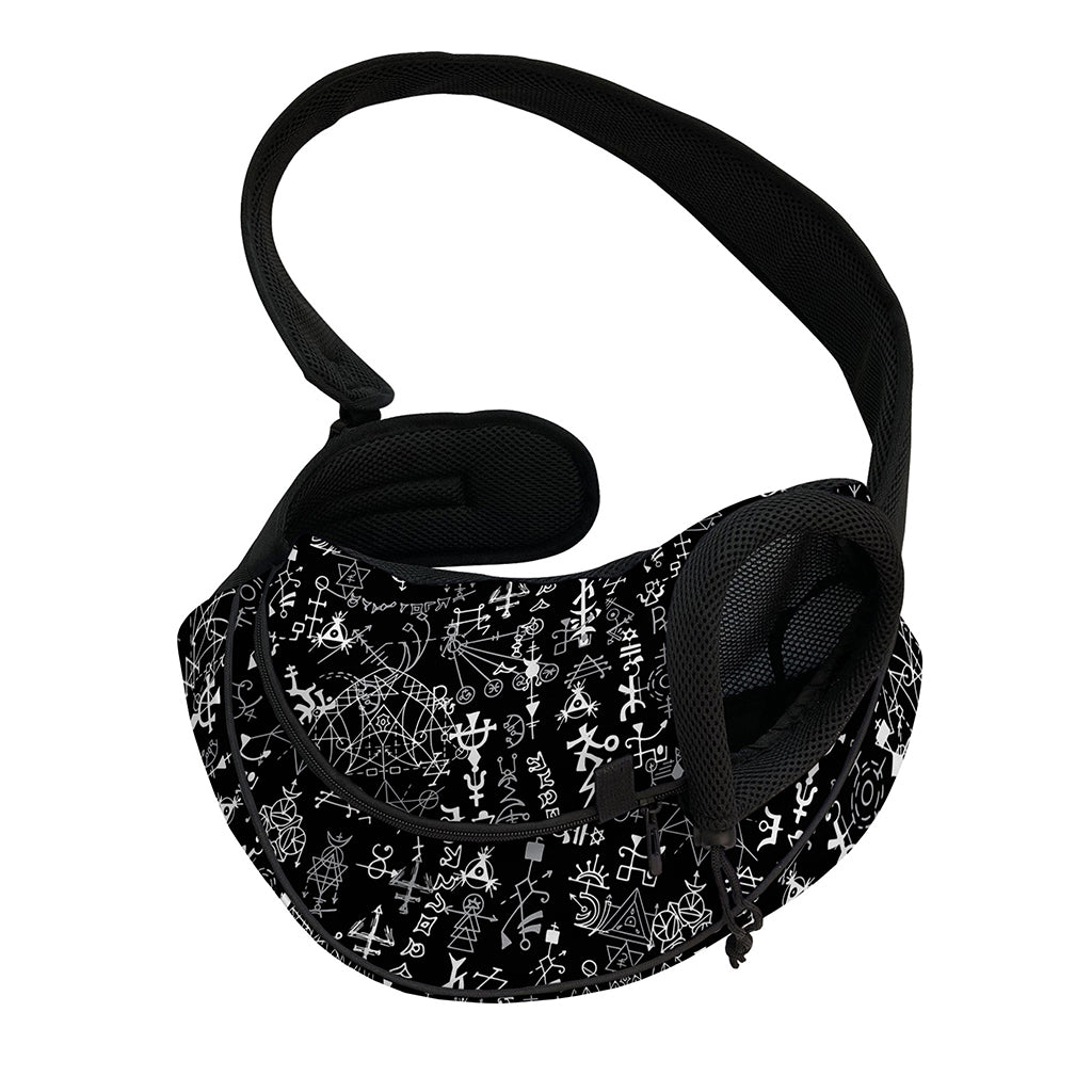 Black And White Mystic Wicca Print Pet Sling Carrier