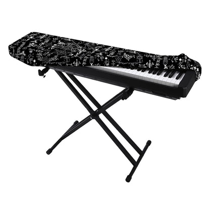 Black And White Mystic Wicca Print Piano Keyboard Cover