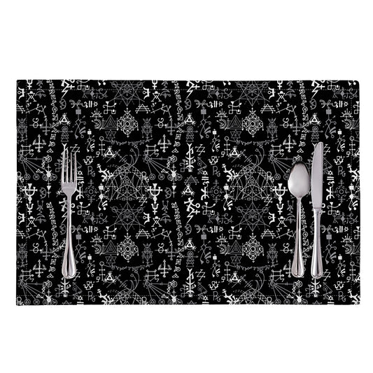 Black And White Mystic Wicca Print Placemat