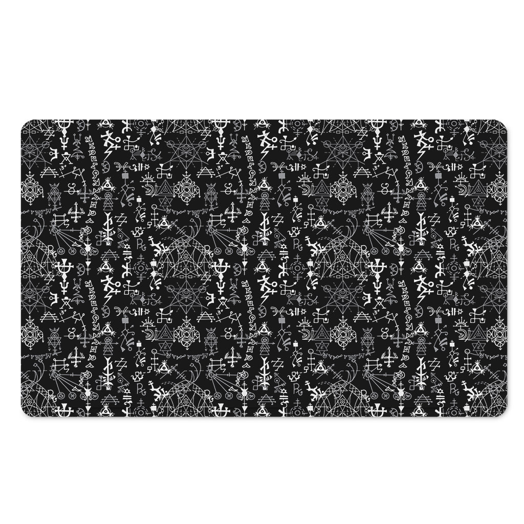 Black And White Mystic Wicca Print Polyester Doormat