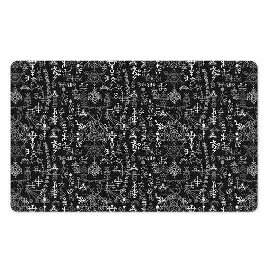 Black And White Mystic Wicca Print Polyester Doormat