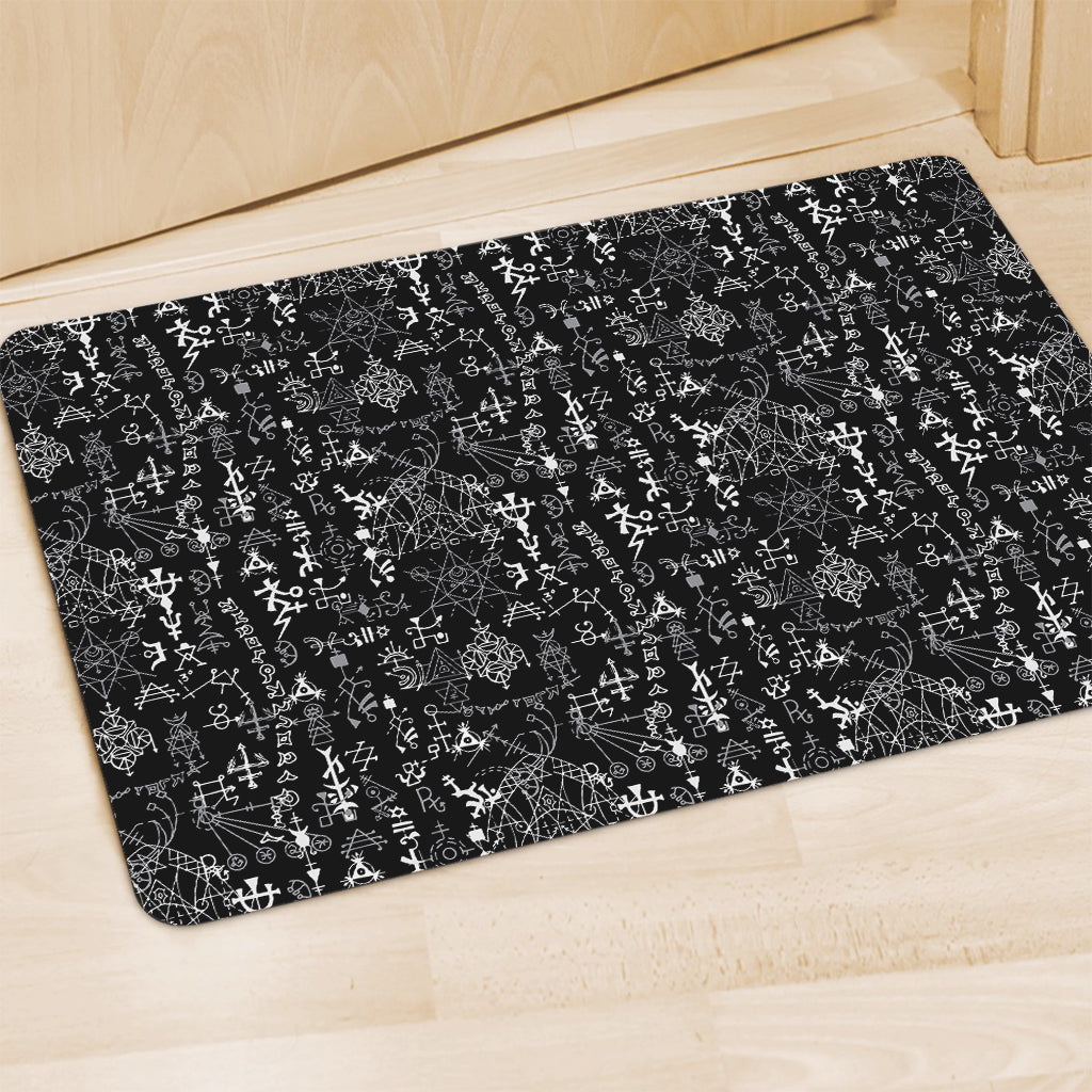 Black And White Mystic Wicca Print Polyester Doormat