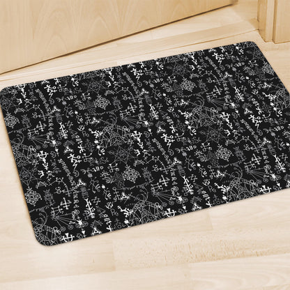 Black And White Mystic Wicca Print Polyester Doormat