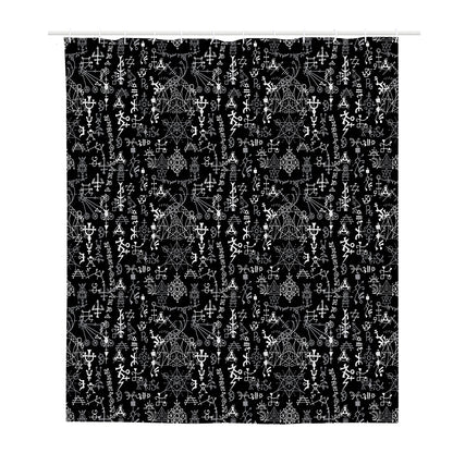 Black And White Mystic Wicca Print Polyester Shower Curtain
