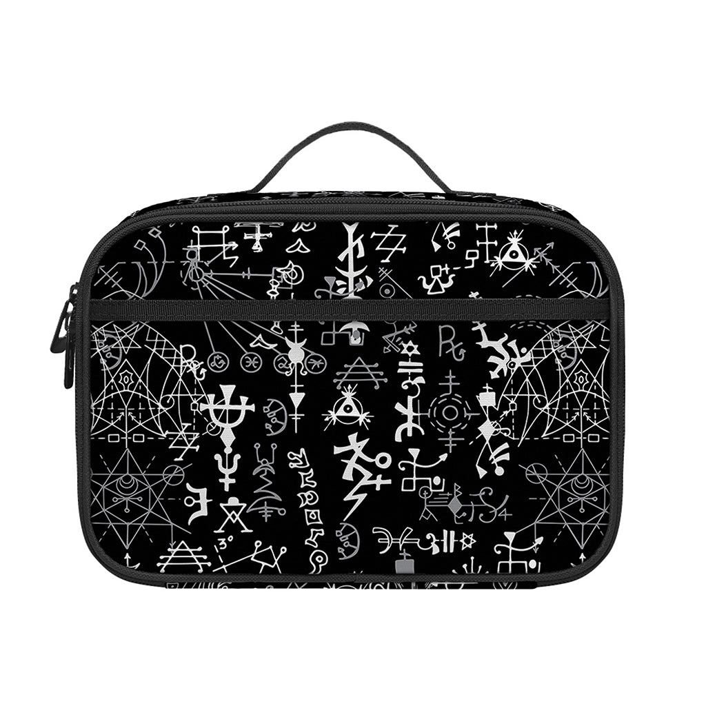 Black And White Mystic Wicca Print Portable Lunch Bag