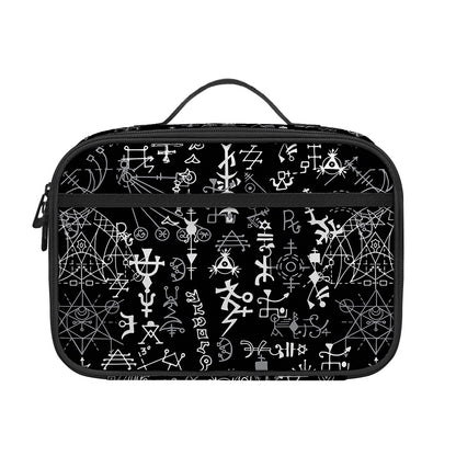 Black And White Mystic Wicca Print Portable Lunch Bag