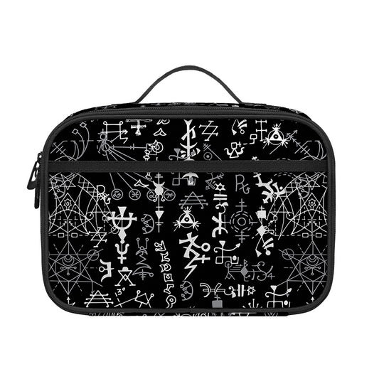 Black And White Mystic Wicca Print Portable Lunch Bag