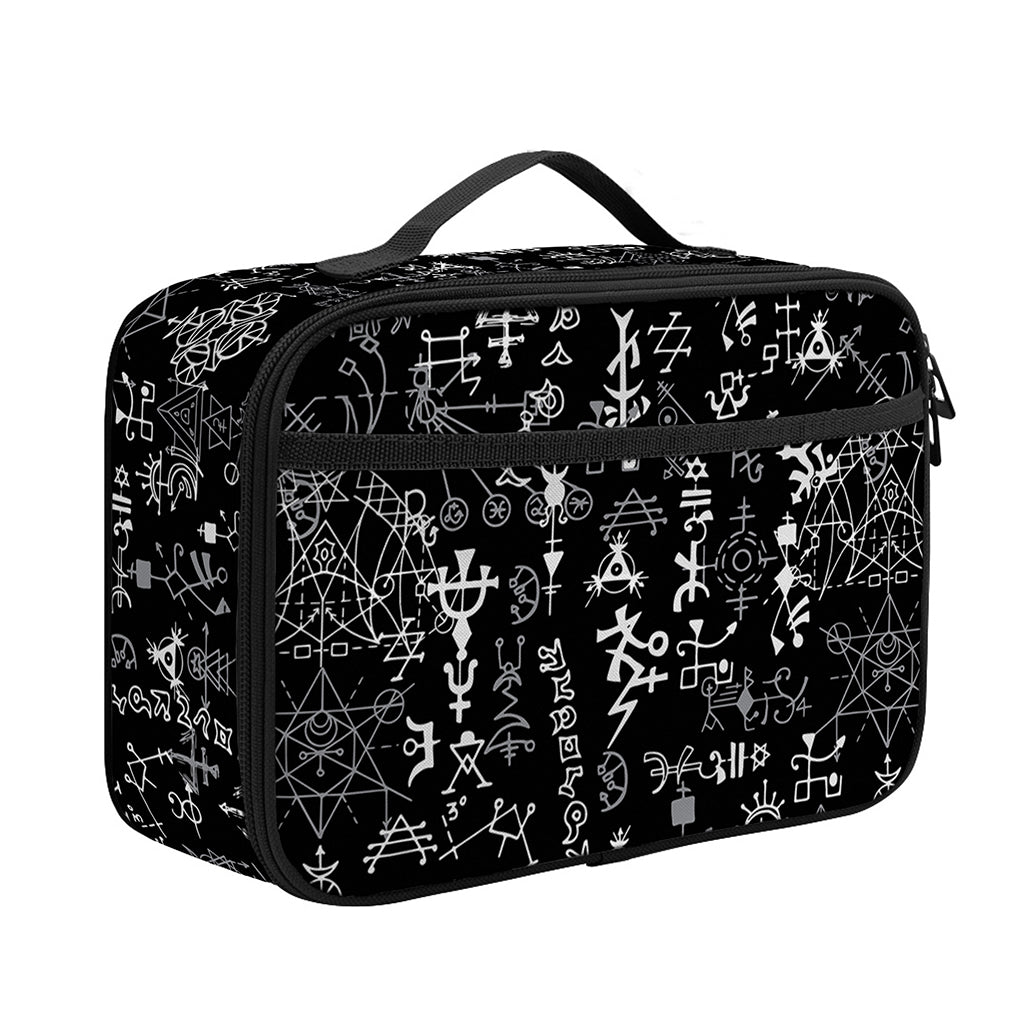 Black And White Mystic Wicca Print Portable Lunch Bag