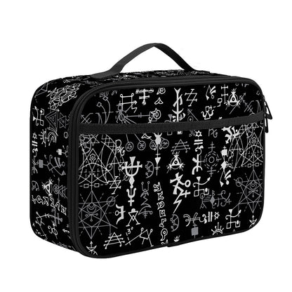 Black And White Mystic Wicca Print Portable Lunch Bag
