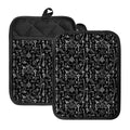 Black And White Mystic Wicca Print Pot Holders With Pocket