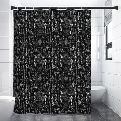 Black And White Mystic Wicca Print Premium Shower Curtain