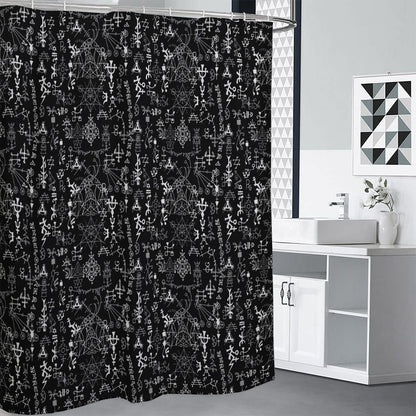 Black And White Mystic Wicca Print Premium Shower Curtain