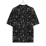 Black And White Mystic Wicca Print Rayon Hawaiian Shirt