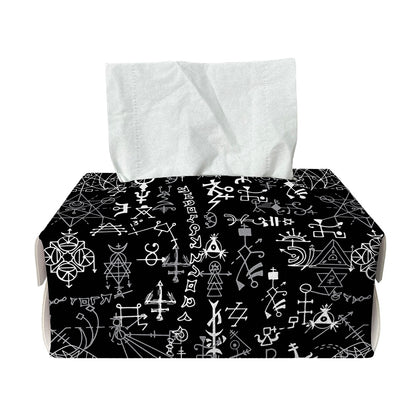 Black And White Mystic Wicca Print Rectangle Tissue Box Cover