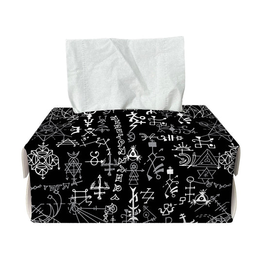 Black And White Mystic Wicca Print Rectangle Tissue Box Cover