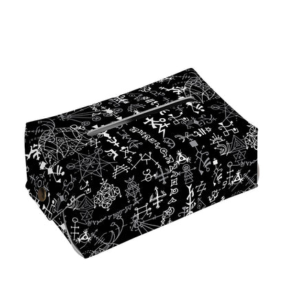 Black And White Mystic Wicca Print Rectangle Tissue Box Cover