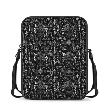 Black And White Mystic Wicca Print Rectangular Crossbody Bag