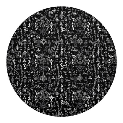 Black And White Mystic Wicca Print Round Blanket