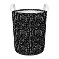 Black And White Mystic Wicca Print Round Laundry Basket