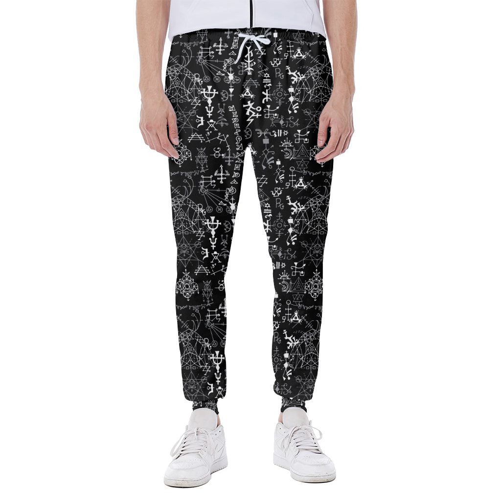 Black And White Mystic Wicca Print Scuba Joggers