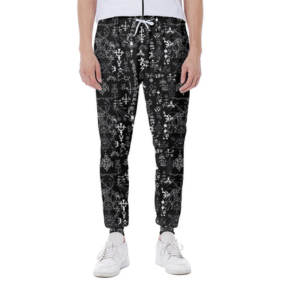 Black And White Mystic Wicca Print Scuba Joggers