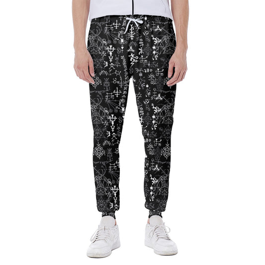 Black And White Mystic Wicca Print Scuba Joggers