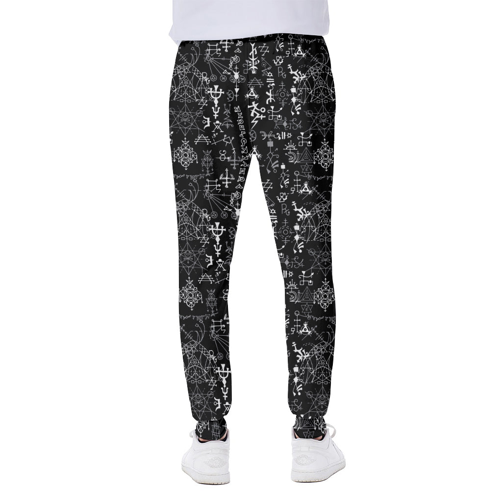 Black And White Mystic Wicca Print Scuba Joggers
