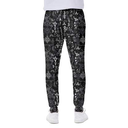 Black And White Mystic Wicca Print Scuba Joggers