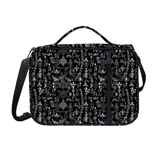 Black And White Mystic Wicca Print Shoulder Strap Bible Bag
