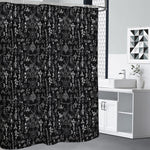 Black And White Mystic Wicca Print Shower Curtain