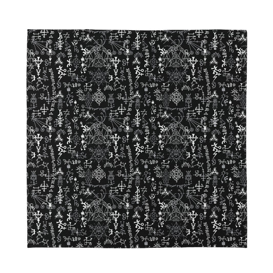 Black And White Mystic Wicca Print Silk Bandana